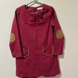 Charming Burgundy Kids Dress with Bow and Pockets